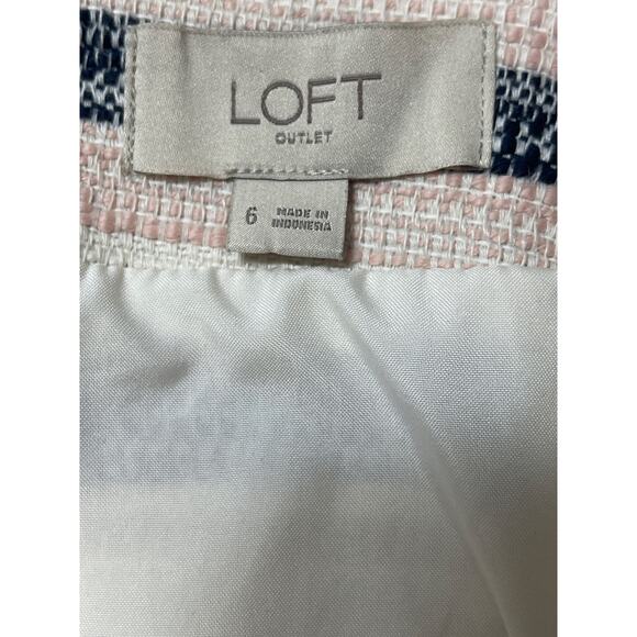 LOFT Ann Taylor Women's Multicolor Striped Tweed Raw Hem Pencil Mini Skirt Sz 6 - Picture 4 of 5
